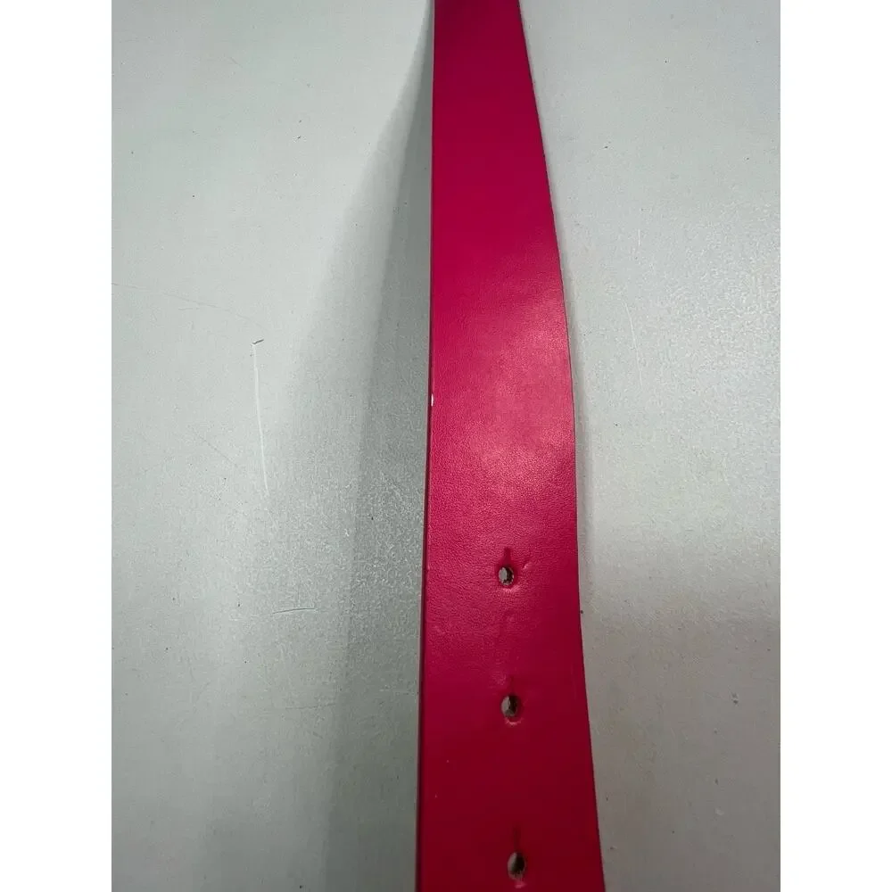Sexy Logo Metal Belt Buckle Hot Pink Leather Belt New Vintage Sz XL Y2K